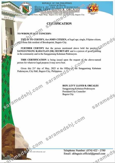 Philippines certificate of good standing Word and PDF template, version 8